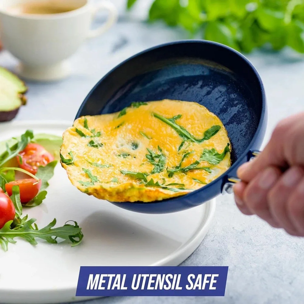 (2) Blue Diamond Mini Egg Frying Pan Skillet Infused Ceramic Nonstick Blue